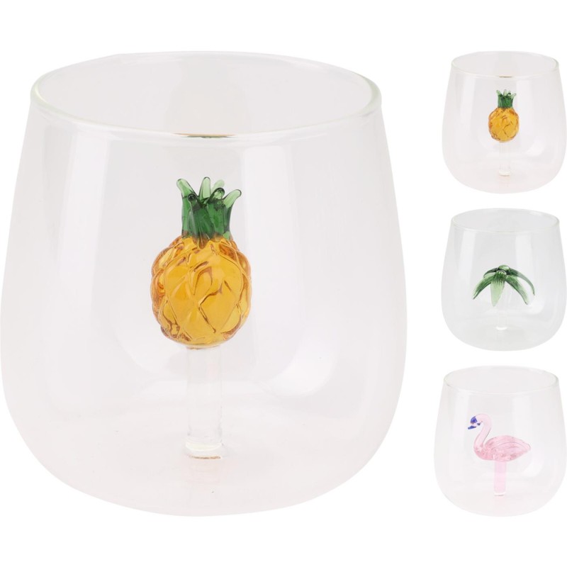 Drinkglas met decoratie 3 ass.