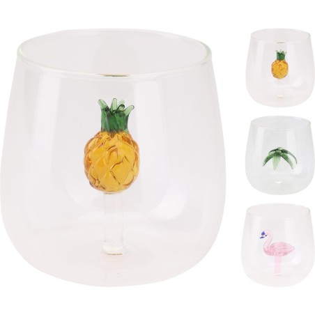 Drinkglas met decoratie 3 ass.