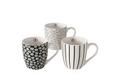 Boltze Home Mug Blomara 400 ml New Bone disponible en 3 imprimés différents en noir et blanc