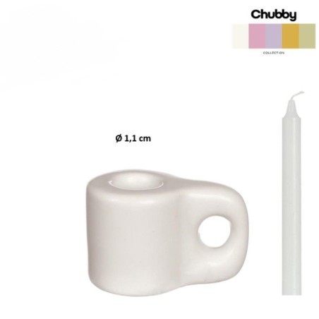 Chubby mini kaarsenhouder wit dia3x3,3cm