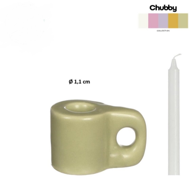 Chubby mini kaarsenhouder groen dia3x3cm