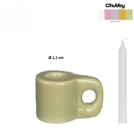 Chubby mini kaarsenhouder groen dia3x3cm