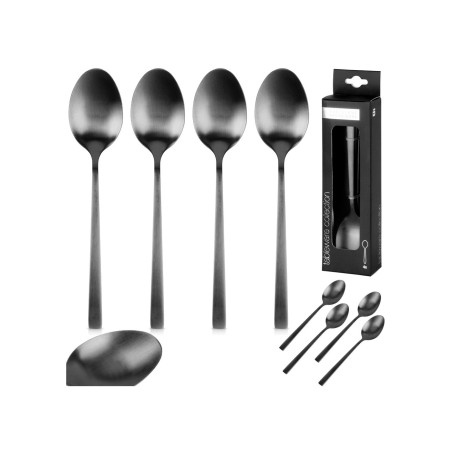 Theelepel RVS 15cm set a 4 stuks Zwart