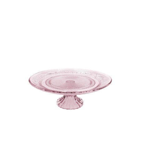 Schaal op voet glas Ø23xH8cm roze