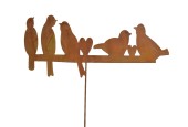 Decoris Piquet de jardin oiseaux métal galvanisé L35-L15-H75cm- Extérieur