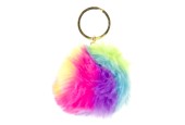 Fluffy Sleutelhanger Regenboog Bal, 12st.