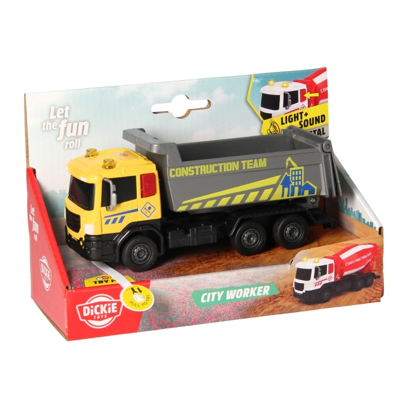 Dickie City Worker Kiepvrachtwagen Geel Dickie City Worker Kiepvrachtwagen Geel