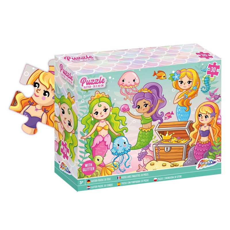 Glitter Puzzel Eenhoorn, 30st.