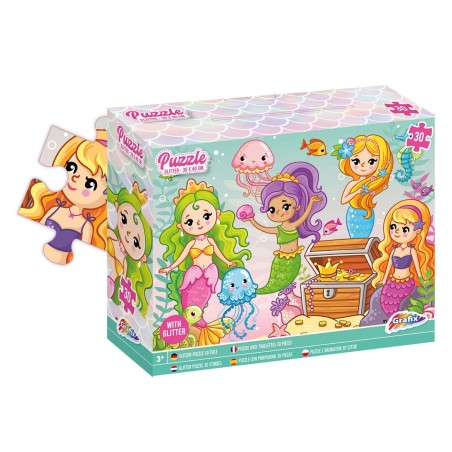 Glitter Puzzel Eenhoorn, 30st.