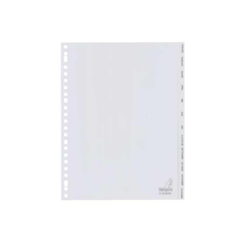 Onglets Kangaro 23 anneaux janvier à décembre 12 pièces en plastique