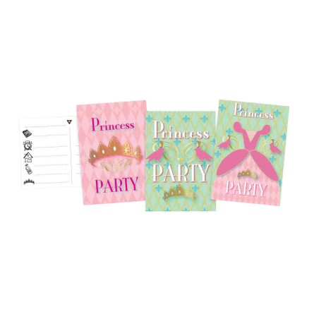 Uitnodigingen Princess Party, 6st.