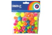 Glitter Pompoms Neon, 75st.