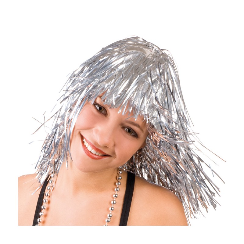 Pruik Metallic Zilver Volwassen