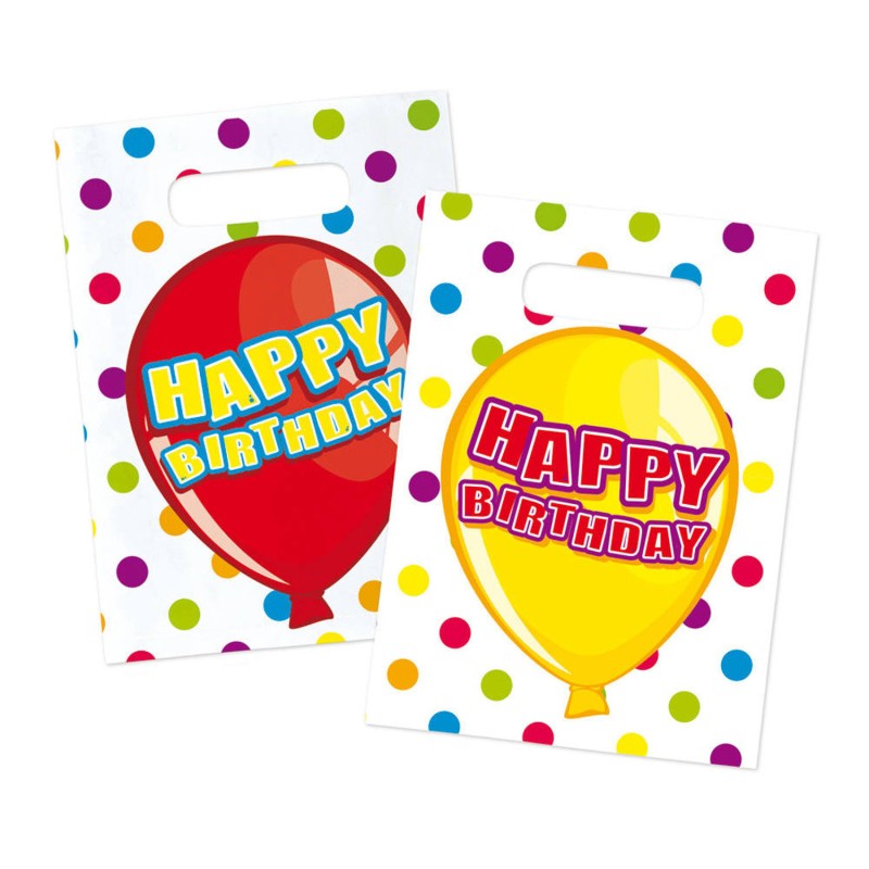 Uitdeelzakjes Happy Birthday, 6st. Uitdeelzakjes Happy Birthday, 6st.