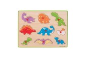 Bigjigs Houten Noppenpuzzel Dino's, 9dlg.