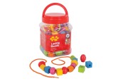 Bigjigs Houten Kralen in Pot, 95dlg.