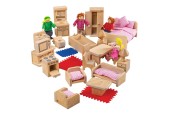 Bigjigs Houten Poppenfamilie met Meubels, 26dlg.