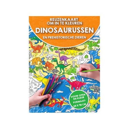 Reuzenkaart om in te Kleuren Dinosaurussen