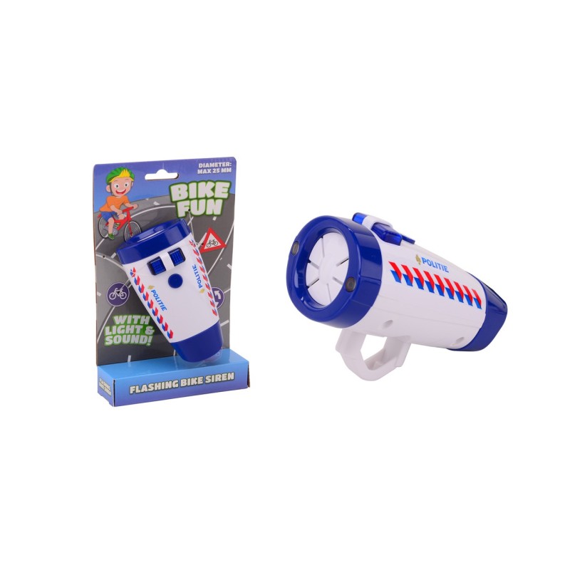 John Toy Bike Fun Fietslamp Politie Met Geluid 14x5,5x24,5 Cm