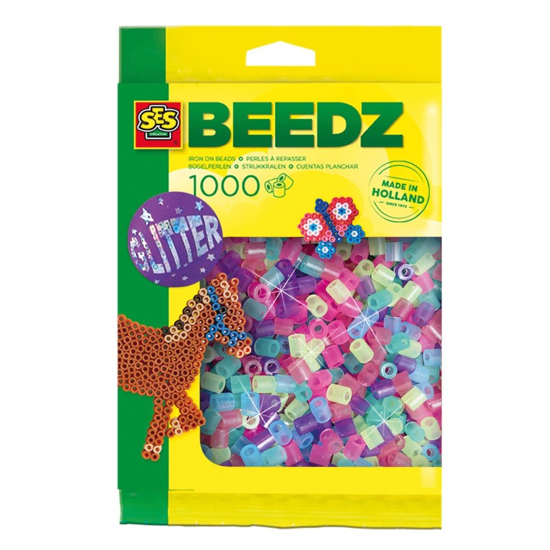 SES Strijkkralen - Mix Glitter, 1000st. SES Strijkkralen - Mix Glitter, 1000st.