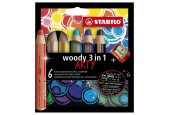 STABILO Woody ARTY Kleurpotloden - 6 Kleuren + Puntenslijper