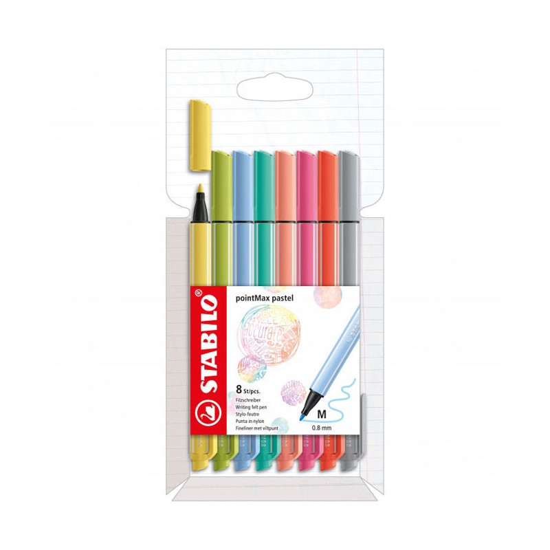 STABILO PointMax Fineliners Pastel, 8st.