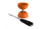 Rubber Diabolo met Aluminium Stokken - Oranje