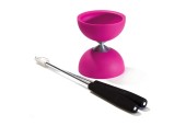 Rubber Diabolo met Aluminium Stokken - Roze