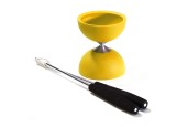 Rubber Diabolo met Aluminium Stokken - Geel