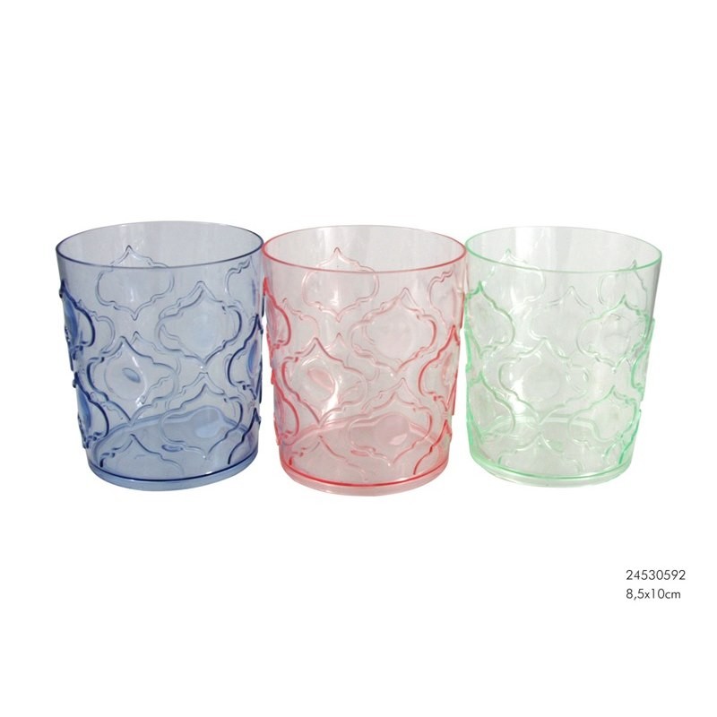 Verre à boire motif plastique 8,5x10cm cul assorti 3 couleurs plastique