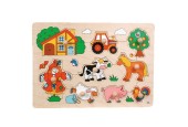 Goki Houten Noppenpuzzel Boerderij Retro, 5st.