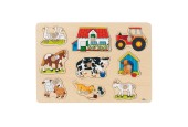 Goki Houten Noppenpuzzel Boerderij, 9st.