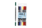 Dubbelzijdige Textielstiften - Basiskleuren, 6st.