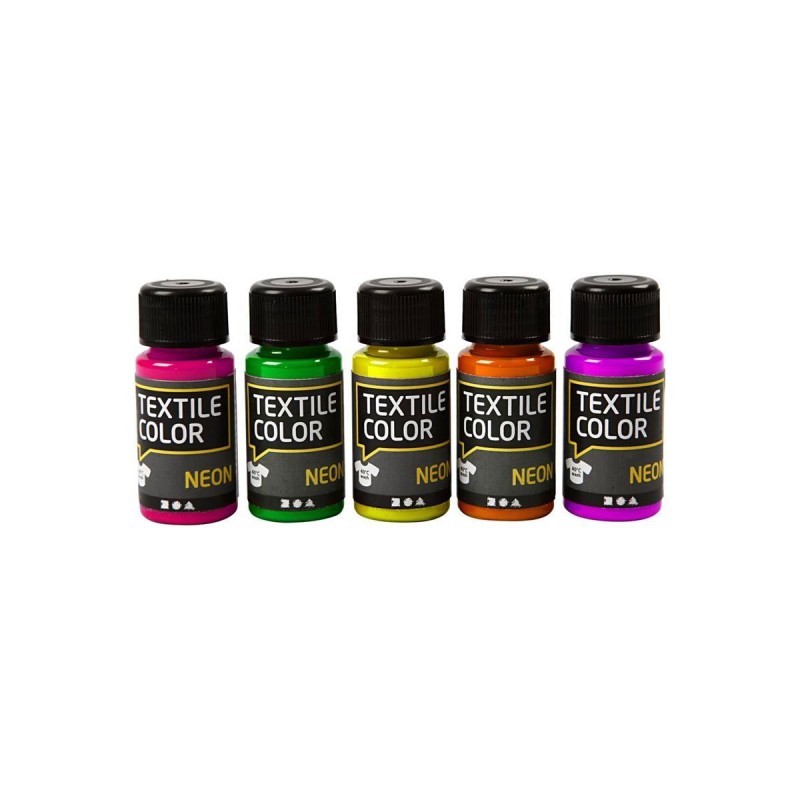 Neon Textielverf - Set van 5 Kleuren, 50ml Neon Textielverf - Set van 5 Kleuren, 50ml