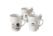 Boltze Home Mug Bergström avec motif maisons avec cuillère 330ml