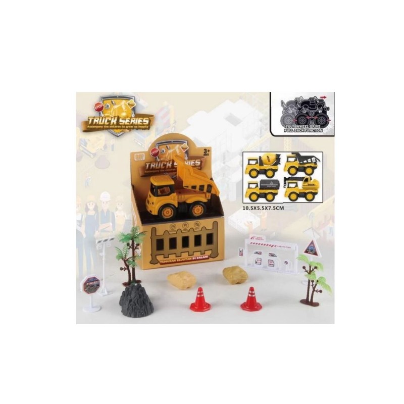 Set de chantier 12 pièces 4 assortis Pull-Back 20x13x6cm