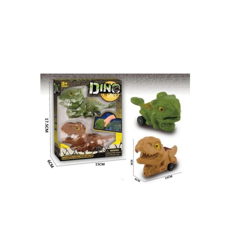 Dino auto frictie set a 2 stuks 13cm