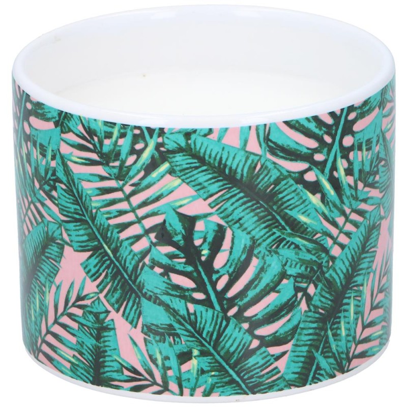 Bougie citronnelle en pot céramique imprimés estivaux Ø10x8cm