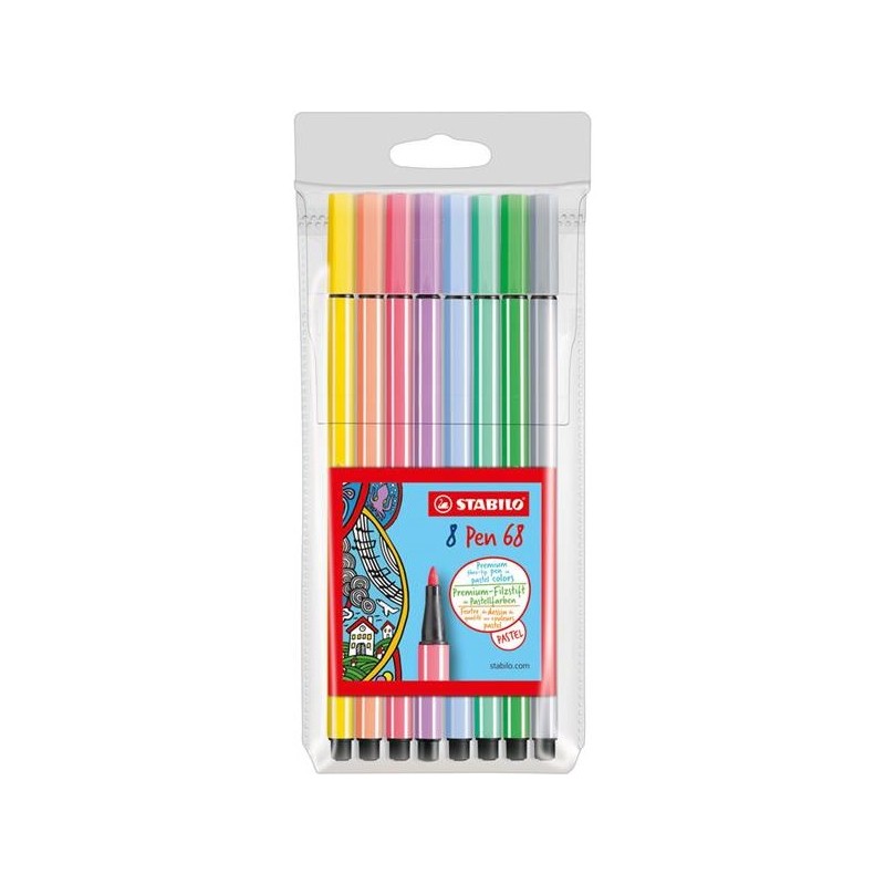 Stylo Stabilo 68 pastel étui de 8 pièces