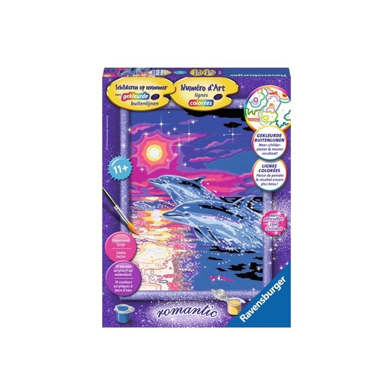 Ravensburger Schilderen op nummer Dolfijnen in zonsondergang
