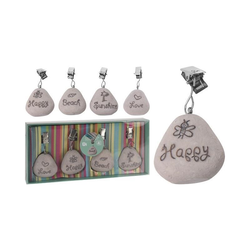 Poids pour nappe en forme de pierre avec texte, lot de 4 pièces