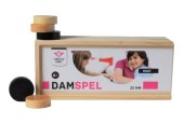 Damstenen Longfield 32 mm in houten kistje