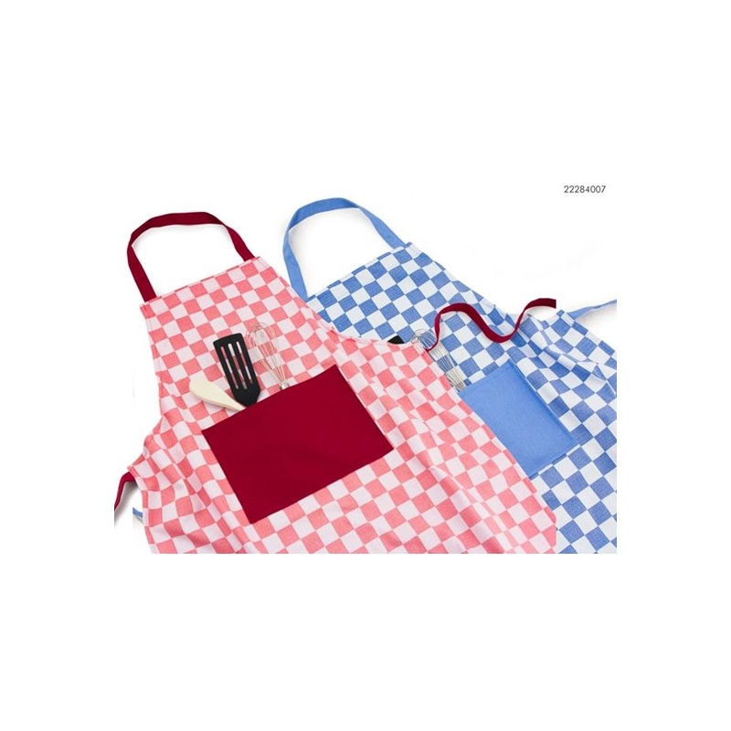 Tablier de cuisine 70x80cm diamant bleu ou rouge