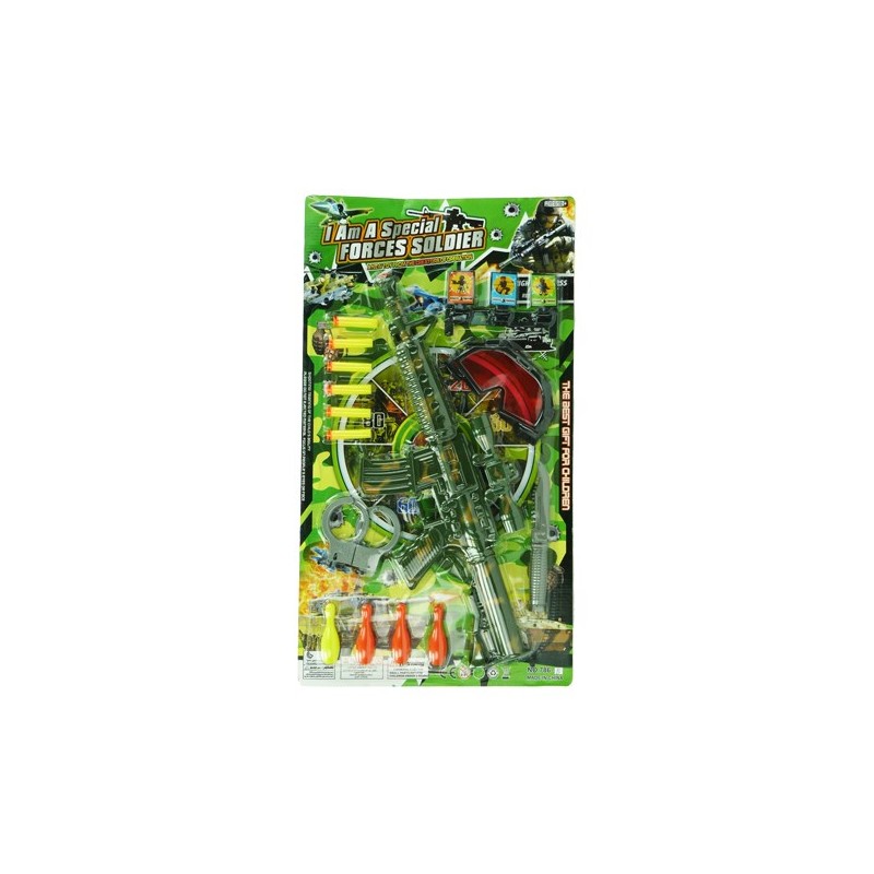 Mitrailleuse M16 50cm avec flèches en mousse et accessoires militaires