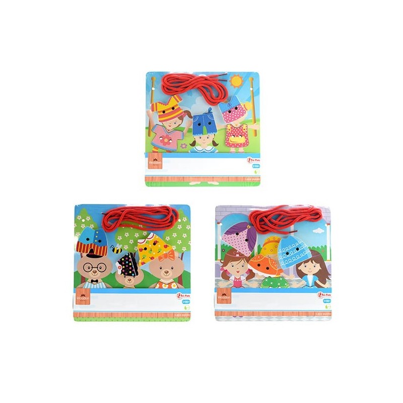 Toi Toys Enfiler les vêtements en bois ensemble