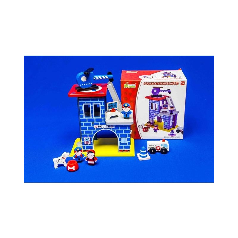 Set de jeu Commissariat de police en bois 22x12,5x22cm