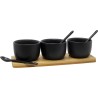 Sauzenset 4-delig zwart met bamboe plank