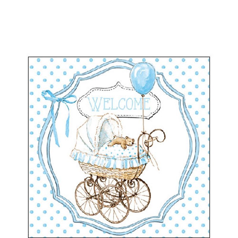 Serviettes Ambiente 25x25cm Welcome bleu
