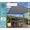 Bâche en toile d'ombrage carré 5x5m gris foncé