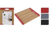 Planche à découper Bambou 27x22cm avec manche en plastique, disponible en 3 couleurs différentes